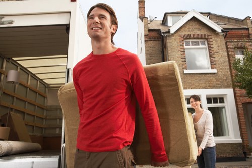 Office equipment and furniture arranged for a commercial move in Clerkenwell